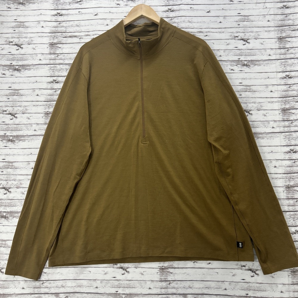 REI Co-op Merino Wool Long-Sleeve Half-Zip Base Layer Men's 2XL Oak Brown